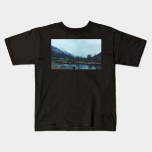 Foggy Norway Mountain Landscape Kids T-Shirt